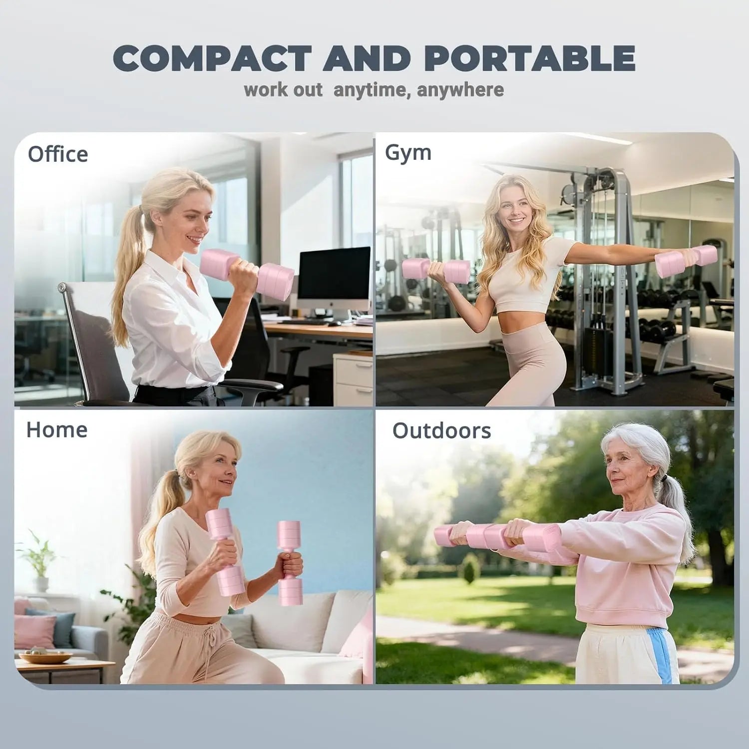3-In-1 Adjustable Dumbbell Set - 10Lb, 20Lb Options, Anti-Slip Detachable Weights, Home Fitness Equipment for Pilates & Home Workout