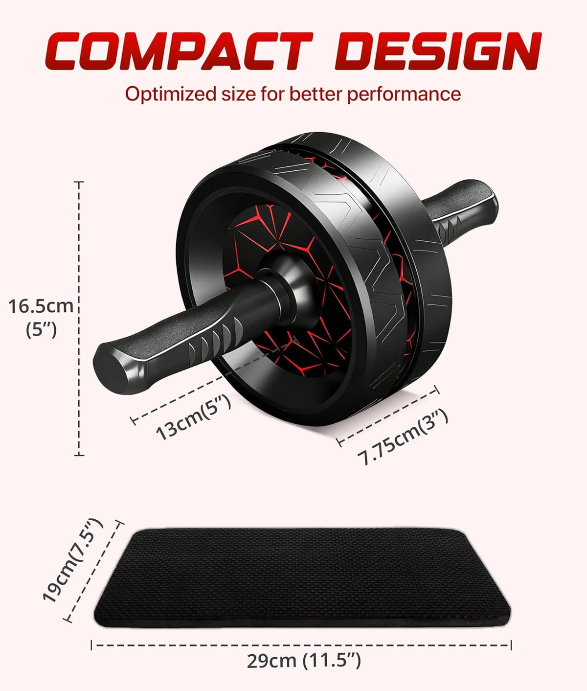 Ab Roller Wheel for Abs Workout, Dual Wheel Core Trainer, Knee Mat