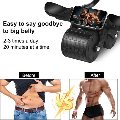 2026 Upgraded Ab Roller Wheel with Knee Mat &Timer - Automatic Rebound Abdominal Wheel with Elbow Support, Abs Workout Equipment for Core Strength Training, Ab Exercise Roller for Women Men