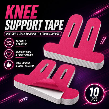 Precut Kinesiology Tape for Knees, 10 Pcs Athletic Knee Support Tape, Waterproof Elastic Sports Tape for Running, Gym & Basketball