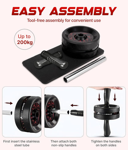 Ab Roller Wheel for Abs Workout, Dual Wheel Core Trainer, Knee Mat