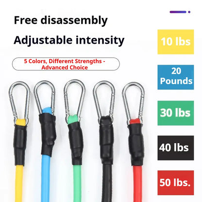 11-in-1 Resistance Bands Kit with Chest Expander, Ankle Strap, and Yoga Stretching Rope for Comprehensive Full-Body Workouts and Muscle Toning