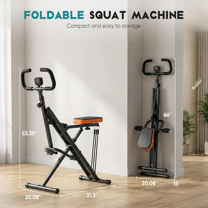 Squat Machine for Women at Home – Foldable Glute Workout Equipment, 330 LBS Weight Capacity, Adjustable Resistance Full Body Workout Machine, Compact for Small Spaces