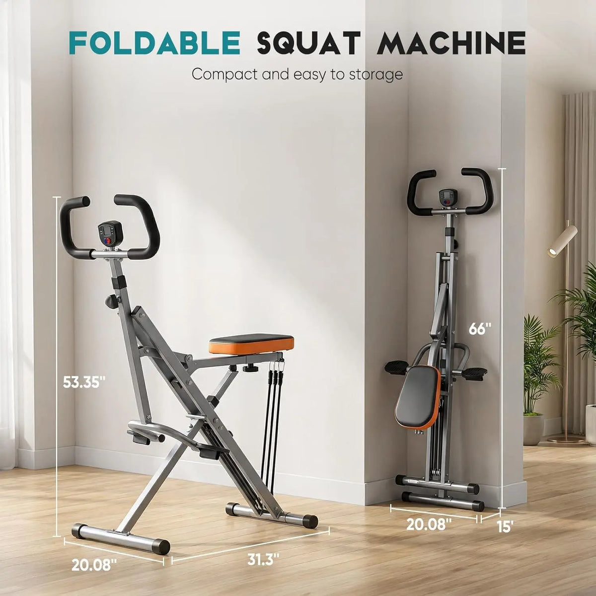 Squat Machine for Women at Home – Foldable Glute Workout Equipment, 330 LBS Weight Capacity, Adjustable Resistance Full Body Workout Machine, Compact for Small Spaces