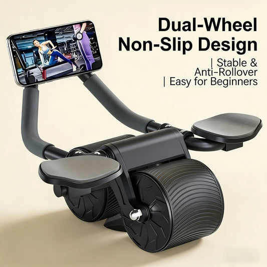 3-In-1 Automatic Abdominal Fitness Wheel with Rebound Mechanism, Elbow Support Pad, Silicone Non-Slip Handle, Abdominal Exercise Equipment, Home Workout for Beginners