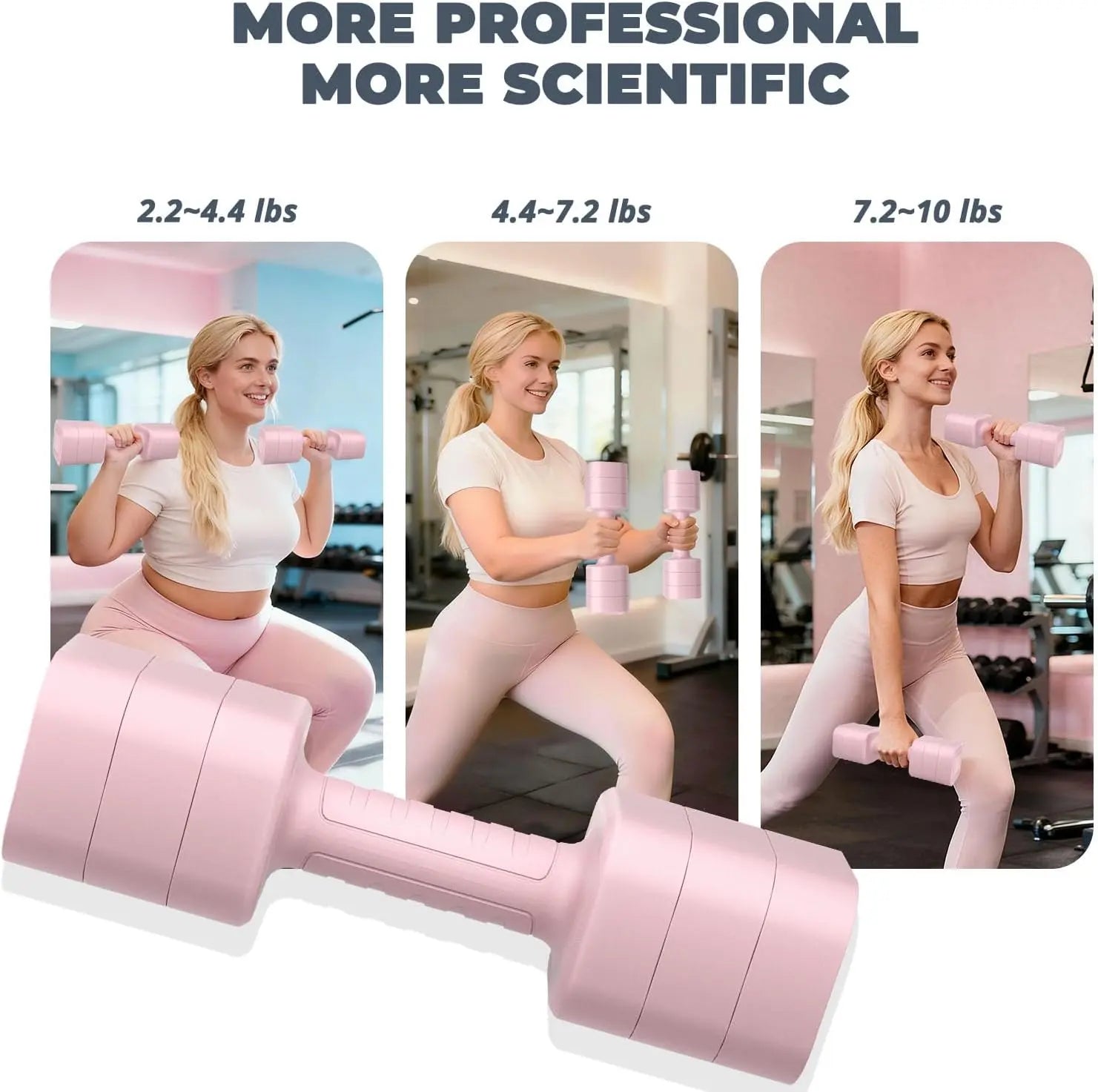 3-In-1 Adjustable Dumbbell Set - 10Lb, 20Lb Options, Anti-Slip Detachable Weights, Home Fitness Equipment for Pilates & Home Workout