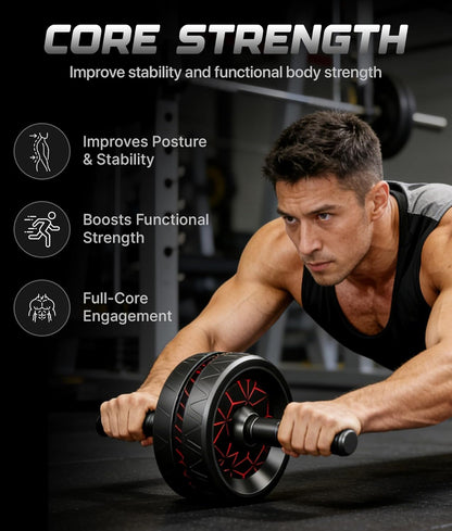 Ab Roller Wheel for Abs Workout, Dual Wheel Core Trainer, Knee Mat