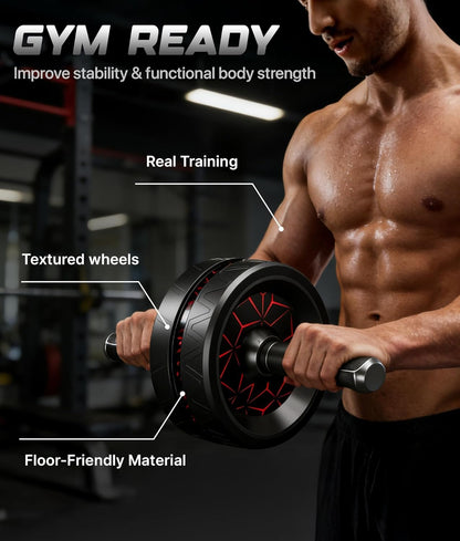 Ab Roller Wheel for Abs Workout, Dual Wheel Core Trainer, Knee Mat