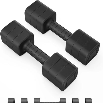 3-In-1 Adjustable Dumbbell Set - 10Lb, 20Lb Options, Anti-Slip Detachable Weights, Home Fitness Equipment for Pilates & Home Workout