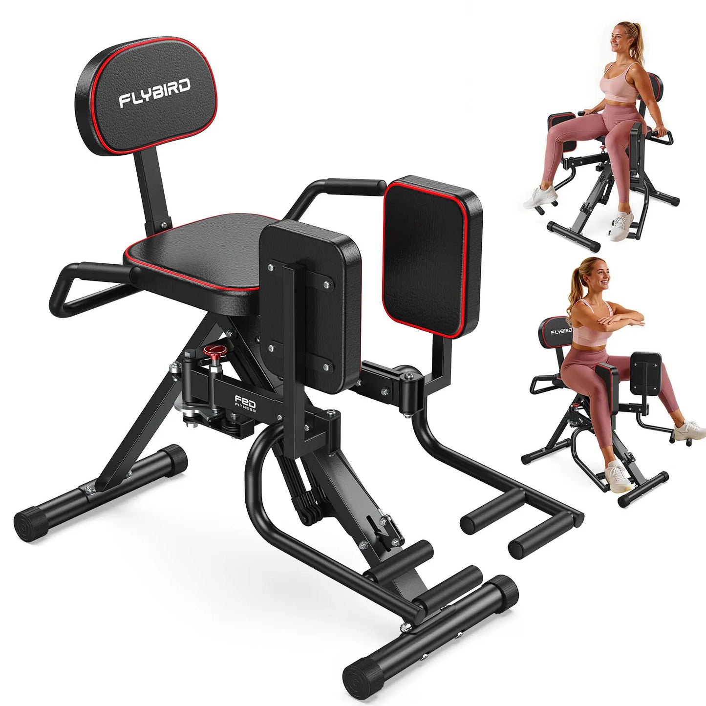 FED Fitness Flybird Series HA1 Hip Abductor Machine & Adductor Machine for Home Gym, Glute & Inner Thigh Trainer with 6 Adjustable Resistance Bands, Dual Foot Bar, up to 108LBS Resistance