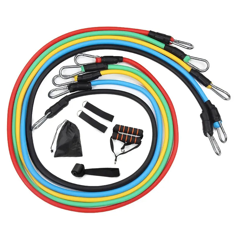 11-in-1 Resistance Bands Kit with Chest Expander, Ankle Strap, and Yoga Stretching Rope for Comprehensive Full-Body Workouts and Muscle Toning