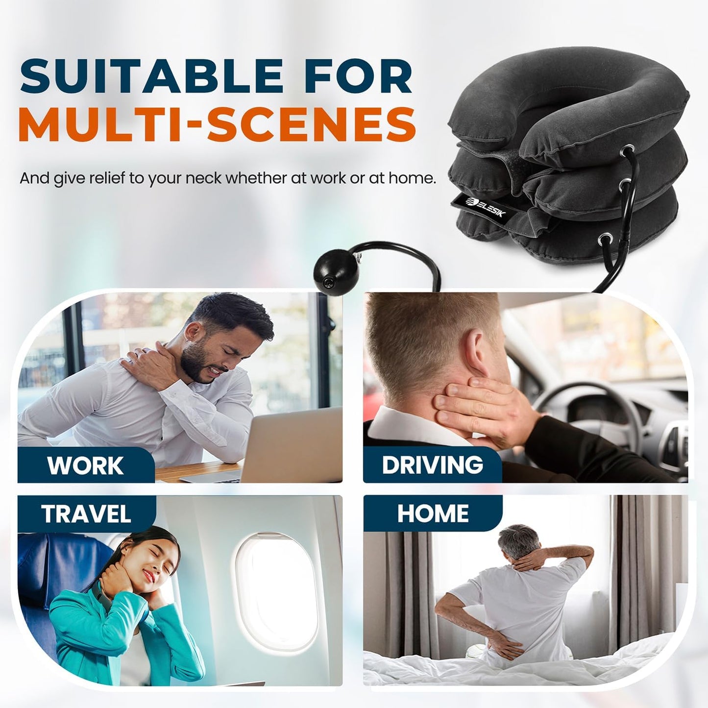 Cervical Neck Stretcher and Cervical Traction Device, Inflatable Neck Traction Device for Home Use, Decompression Devices and Support Brace for Pinched Nerve Relief, Extender Pillow and Hammock