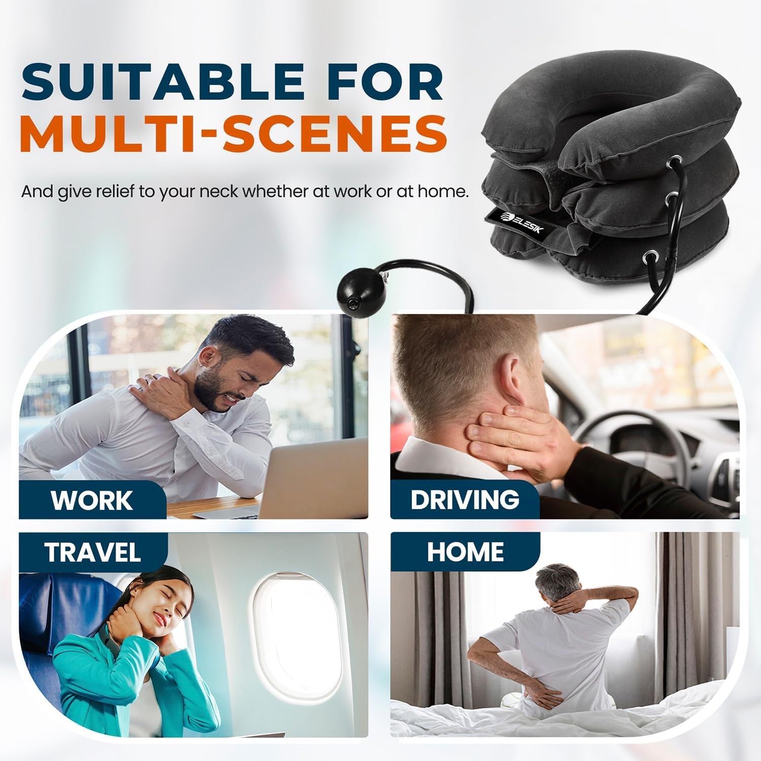 Cervical Neck Stretcher and Cervical Traction Device, Inflatable Neck Traction Device for Home Use, Decompression Devices and Support Brace for Pinched Nerve Relief, Extender Pillow and Hammock
