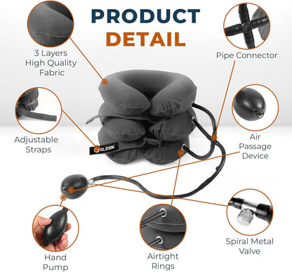 Cervical Neck Stretcher and Cervical Traction Device, Inflatable Neck Traction Device for Home Use, Decompression Devices and Support Brace for Pinched Nerve Relief, Extender Pillow and Hammock