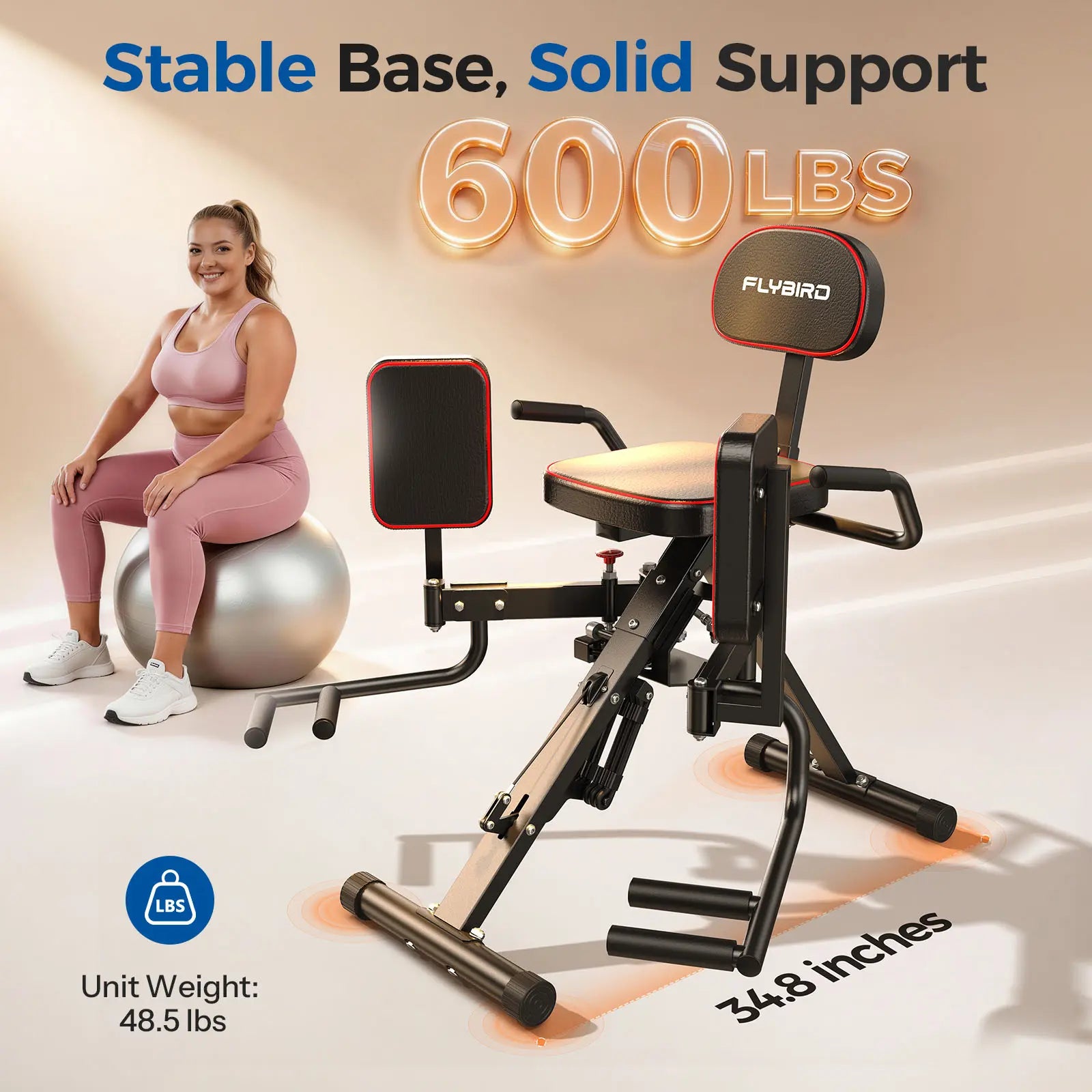 FED Fitness Flybird Series HA1 Hip Abductor Machine & Adductor Machine for Home Gym, Glute & Inner Thigh Trainer with 6 Adjustable Resistance Bands, Dual Foot Bar, up to 108LBS Resistance